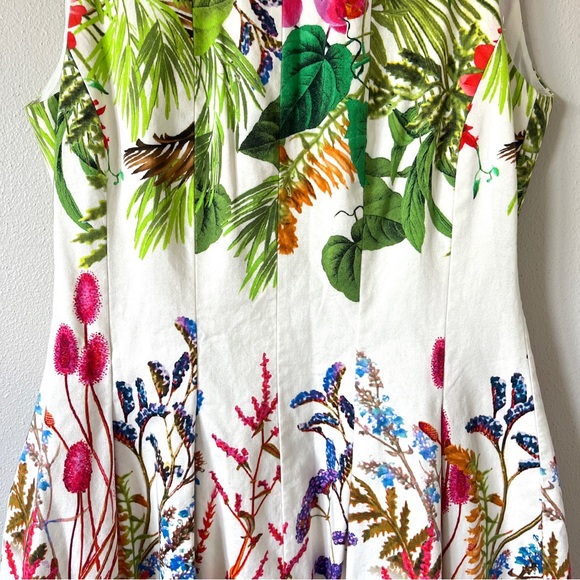 Zara White Cotton Tropical Floral Mini Panel Dress with Back Cutout - Picture 6 of 15